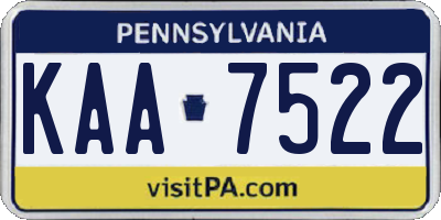 PA license plate KAA7522