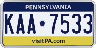 PA license plate KAA7533