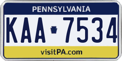 PA license plate KAA7534