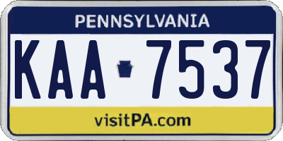 PA license plate KAA7537
