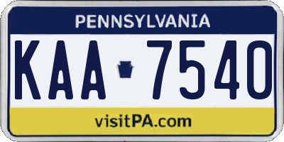 PA license plate KAA7540