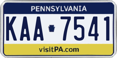 PA license plate KAA7541
