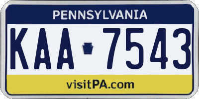 PA license plate KAA7543
