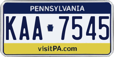 PA license plate KAA7545