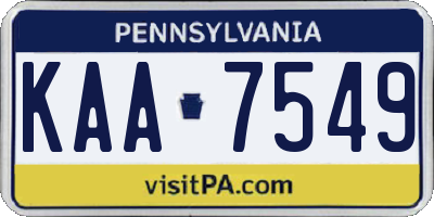 PA license plate KAA7549