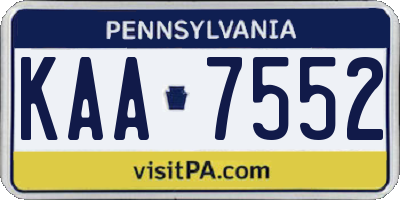PA license plate KAA7552