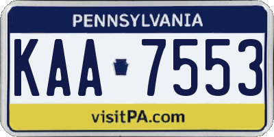 PA license plate KAA7553
