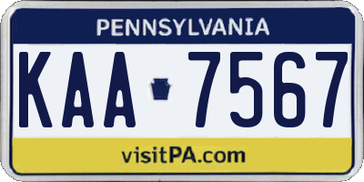 PA license plate KAA7567