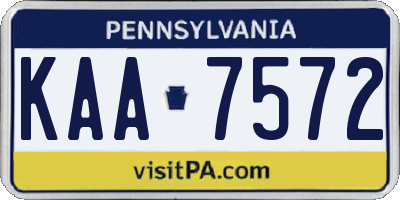 PA license plate KAA7572