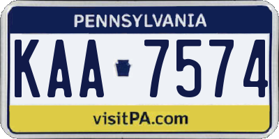 PA license plate KAA7574