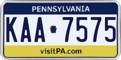 PA license plate KAA7575