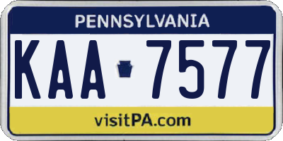 PA license plate KAA7577