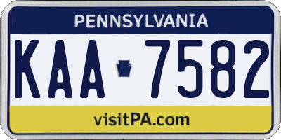 PA license plate KAA7582