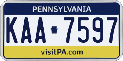 PA license plate KAA7597