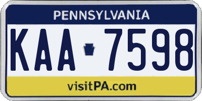 PA license plate KAA7598
