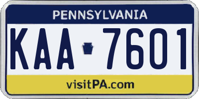 PA license plate KAA7601