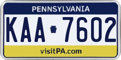 PA license plate KAA7602