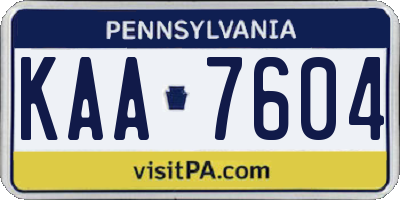 PA license plate KAA7604