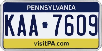 PA license plate KAA7609