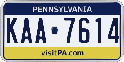 PA license plate KAA7614