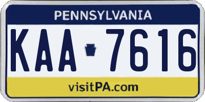PA license plate KAA7616