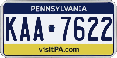 PA license plate KAA7622