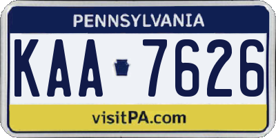 PA license plate KAA7626
