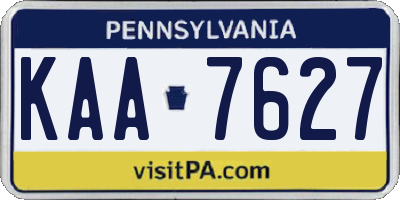PA license plate KAA7627