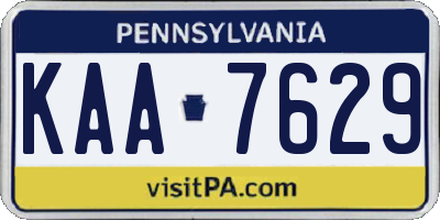 PA license plate KAA7629