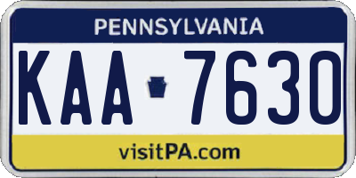 PA license plate KAA7630