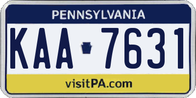 PA license plate KAA7631