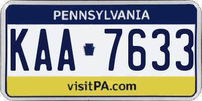 PA license plate KAA7633