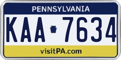 PA license plate KAA7634