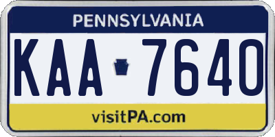PA license plate KAA7640