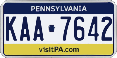 PA license plate KAA7642