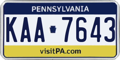 PA license plate KAA7643