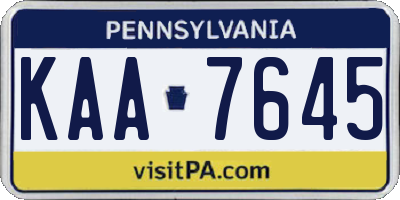 PA license plate KAA7645