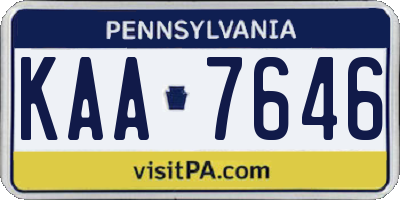 PA license plate KAA7646