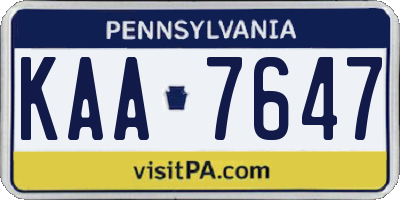 PA license plate KAA7647