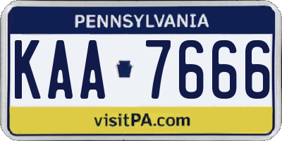 PA license plate KAA7666