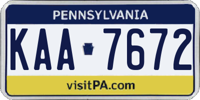 PA license plate KAA7672