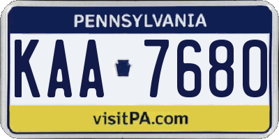 PA license plate KAA7680