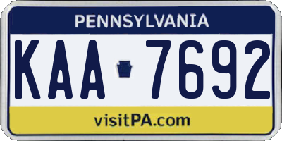PA license plate KAA7692