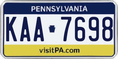 PA license plate KAA7698