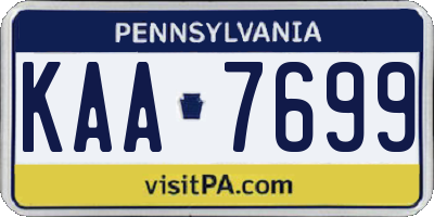 PA license plate KAA7699