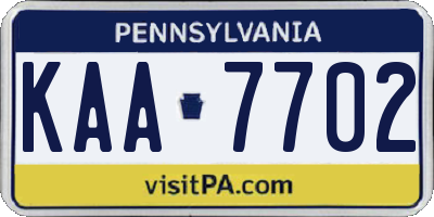 PA license plate KAA7702