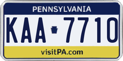 PA license plate KAA7710