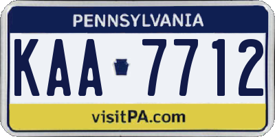 PA license plate KAA7712