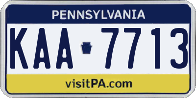 PA license plate KAA7713