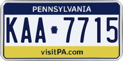 PA license plate KAA7715